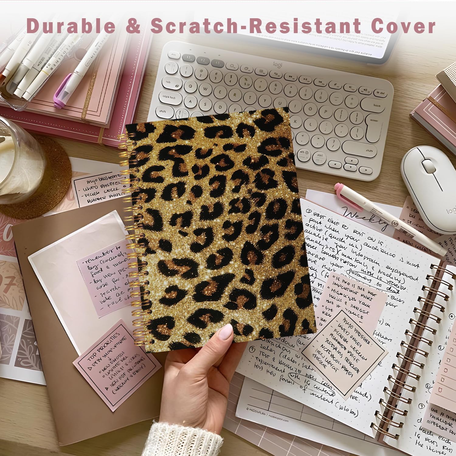 Lacama LacamaLeopard Print Gifts for Women Cheetah Print Gifts Notebook Journal,Christmas Gift, A5 160 Pages Preppy Hardcover Notebooks,Preppy School Stuff - Image 3