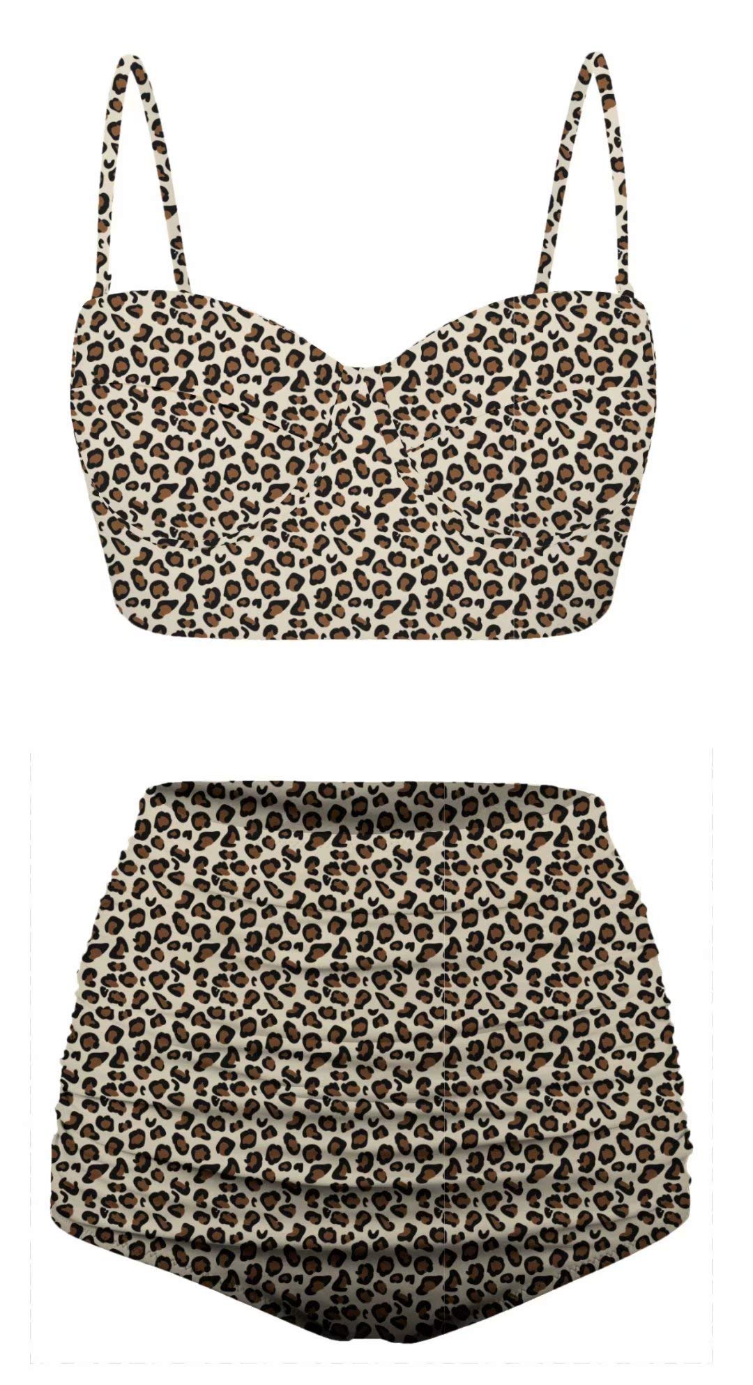 Angerella Women Vintage Polka Dot High Waisted Bathing Suits Bikini Set