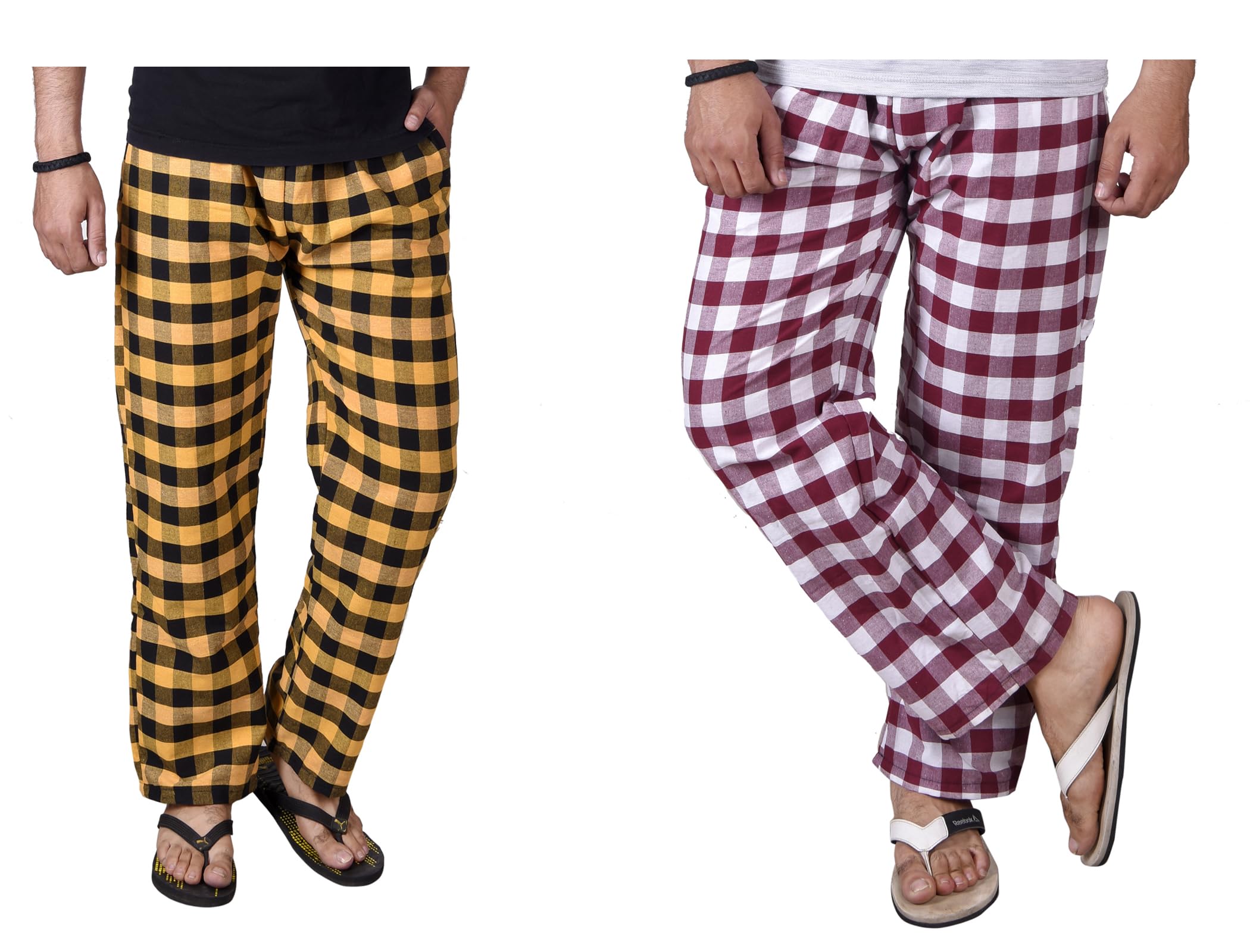 fusfus Men's Cotton Check Pyjama, Pack of 2 (FS420)-picture-36