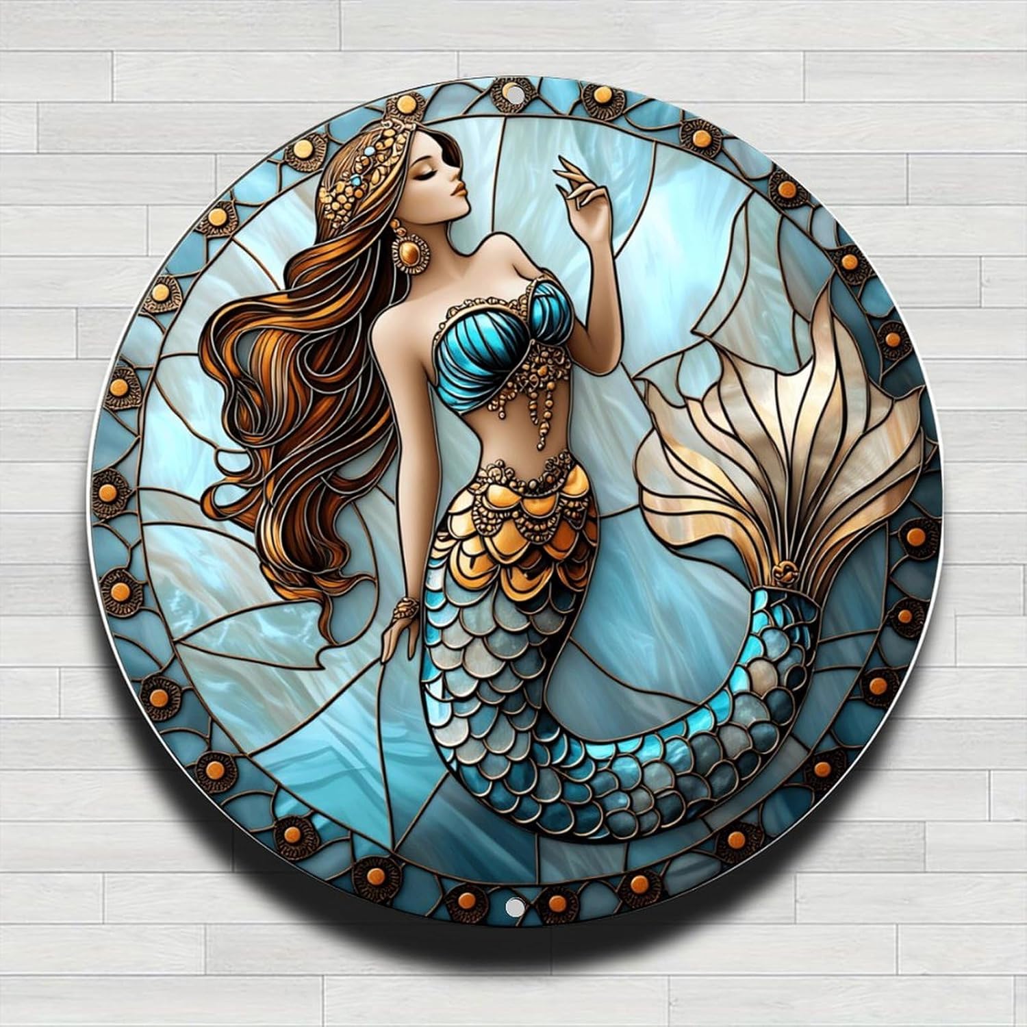 Vibrant Floral Mosaic Vintage Rustic Aluminum Metal Round Wall Sign, 8-inch Indoor Outdoor Gifts And Decor for Home, Office, Cafe & Yard Farm