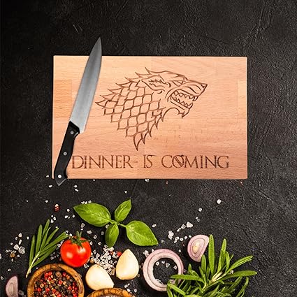 Game of Thrones Inspired Wooden Cutting Board - 'Dinner is Coming' - Ideal Gift for Fans - Handcrafted Wooden Board