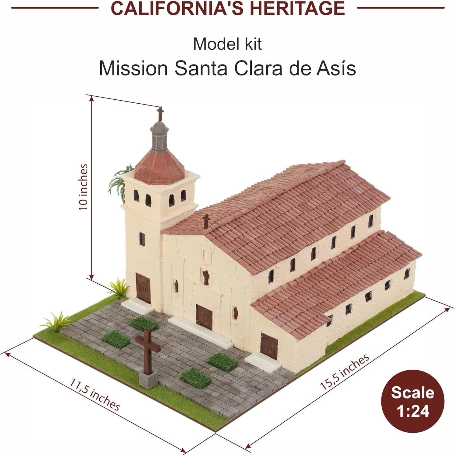 California Missions – 3D Plaster Brick Model Kit, Diy Mini-Brick Constructor, Stem Educational Building Set for Teens & Adults, Scale 1:24