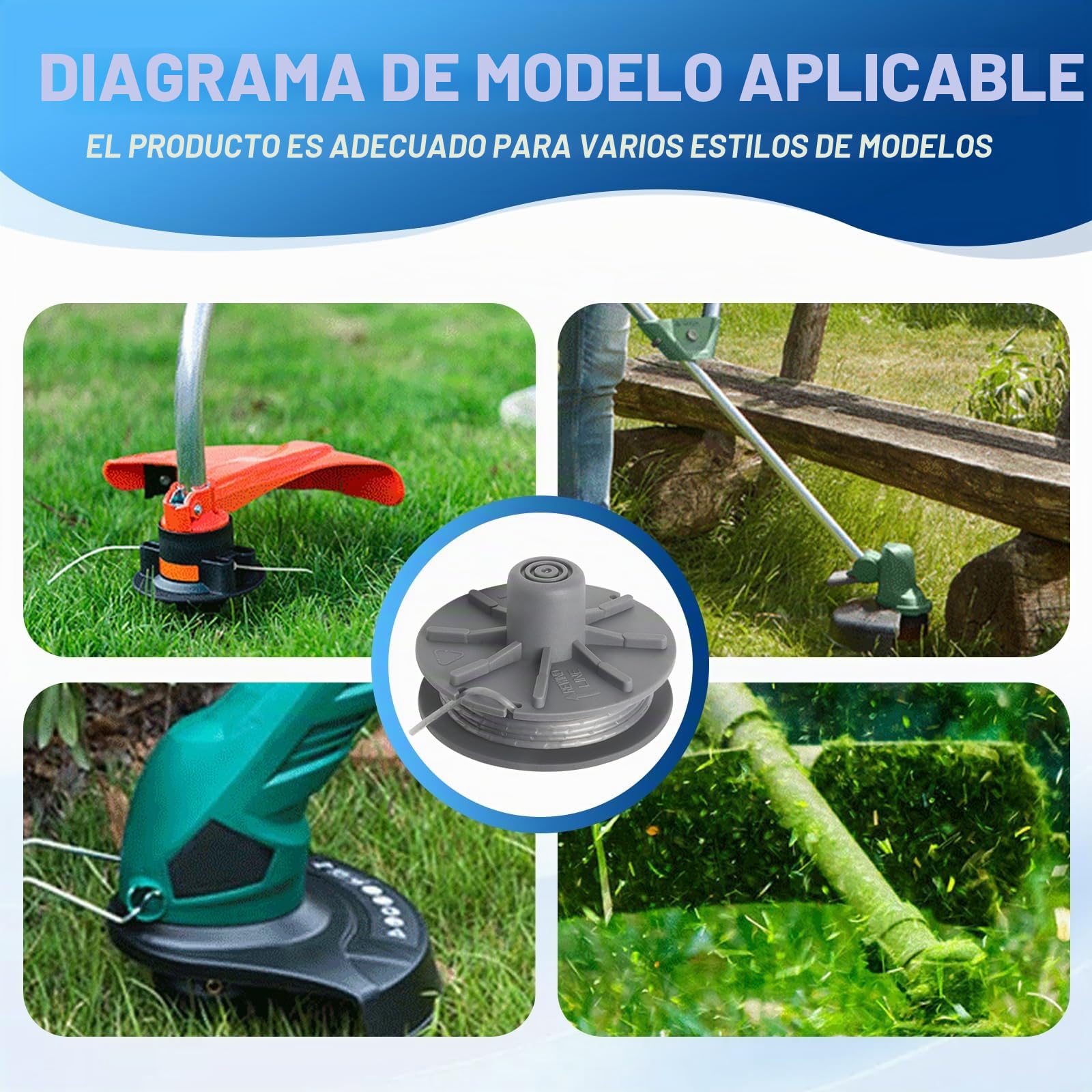 Bobinas de Hilo para Cortabordes Compatible con 5307-20, Bobina de Hilo de para Gardena Art 8846, 8847,8848, 9805, 9806, 9807, 9808, 9809, 9827, 9870,9872,9874, Ø1,65mm 6,1m(4 Bobina+1 Tapa)