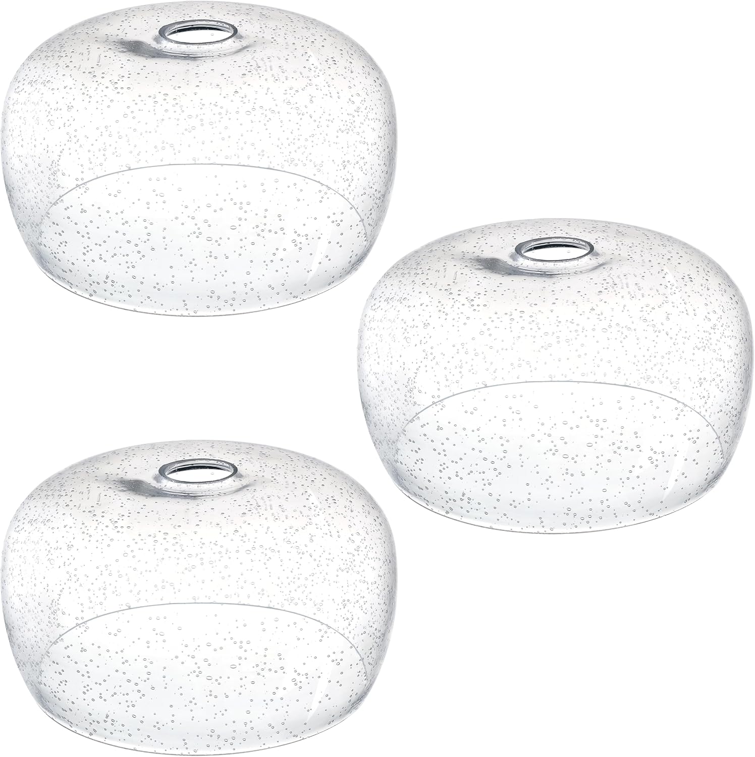 Leading Lighting 3 Pack 10" Clear Seeded Replacement Glass Shade, 1-5/8" Fitter Opening for Threaded Medium Base Socket for Pendant Light,Ceiling Light,Chandelier Light,Wall Sconce Shade 3 Pack 10" Glass