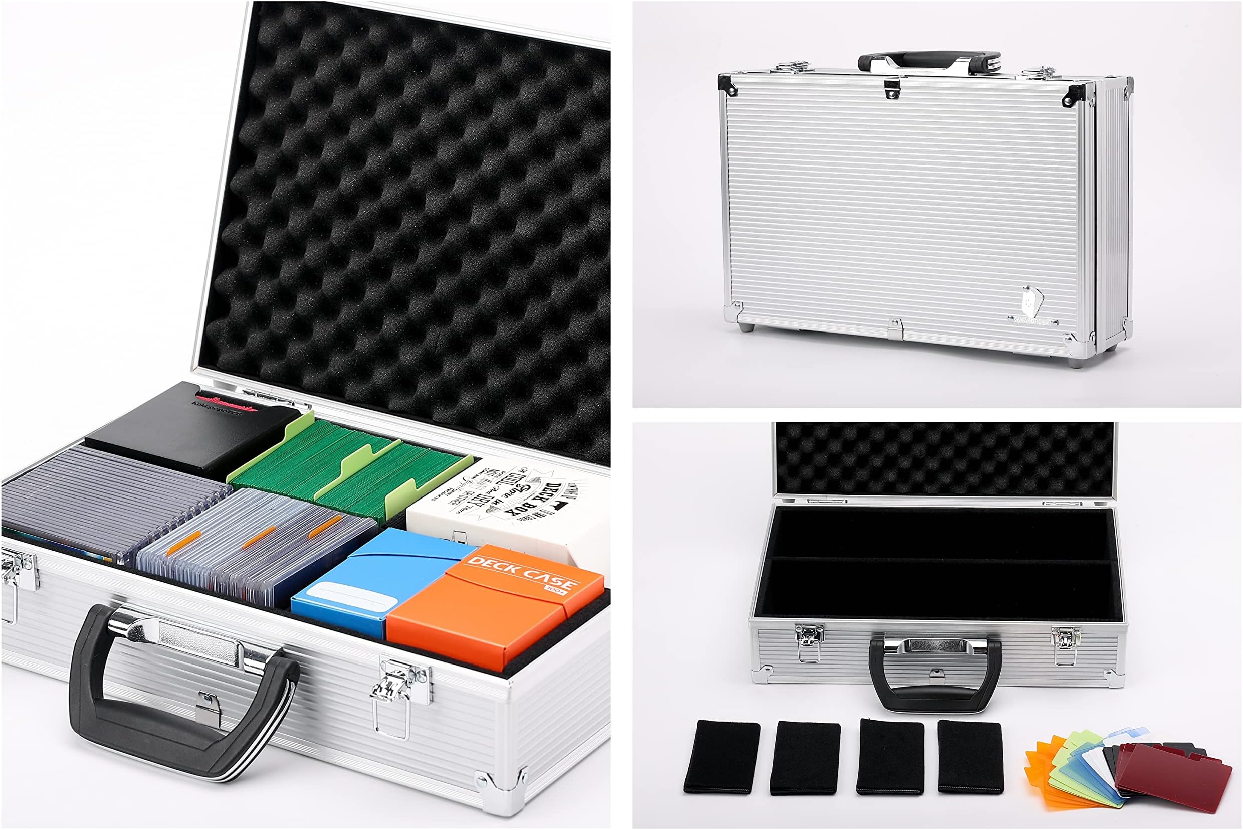 Spell Briefcase TC-A6B Lockable Storage Case for TCG, Deck Box, MTG, Magic, YGO, FaB, Dominion, Trading Cards, toploader, EDH, Commander, MTG Cube (Silver)