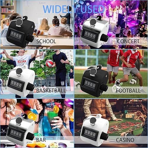 Miniatura 6 de Paquete de 3 contadores de mano de 4 dígitos mecánicos de palma, contador de clic con anillo de dedo de metal para entrenamiento, tejido, regazo,