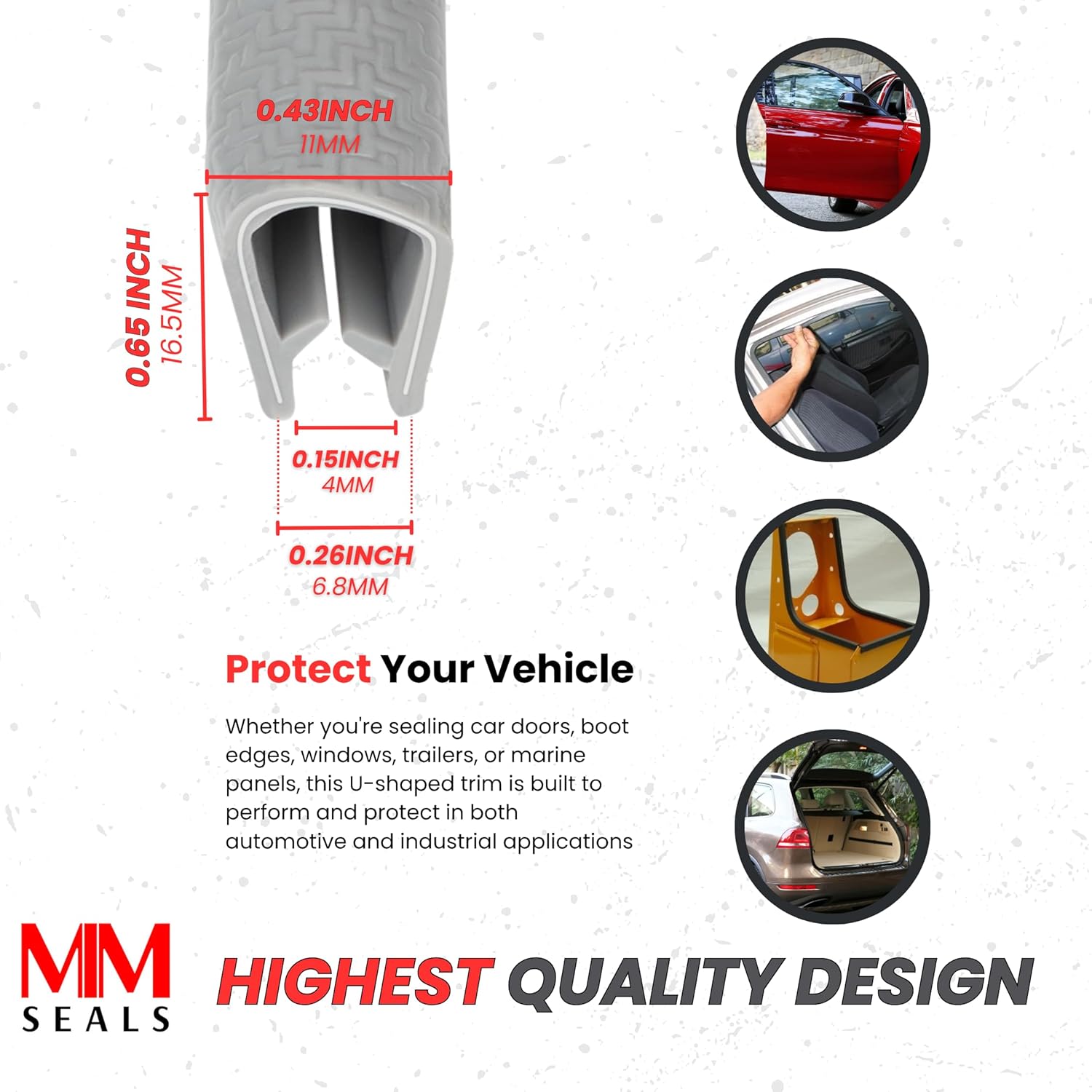 Gray Edge Trim Large Size | U Height: 21/32", Grip Range: 3/64" - 5/32" | for Door, Window, Metal Edges, Caravan, Trailer and car Doors (100 Feet)