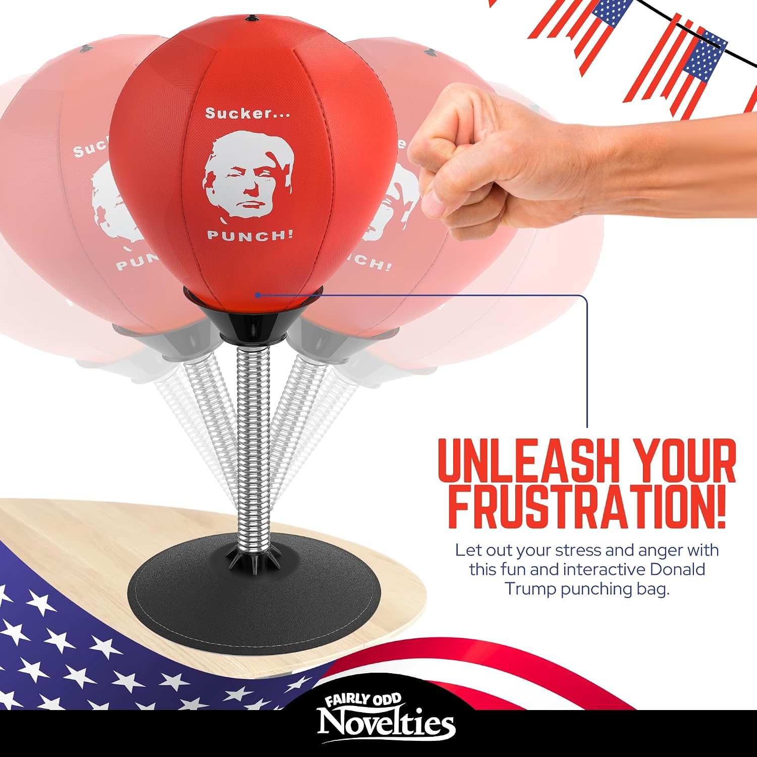 Fairly Odd Novelties Donald Trump Desktop Punching Bag Stress Relief Boxing Novelty Gag White Elephant Gift