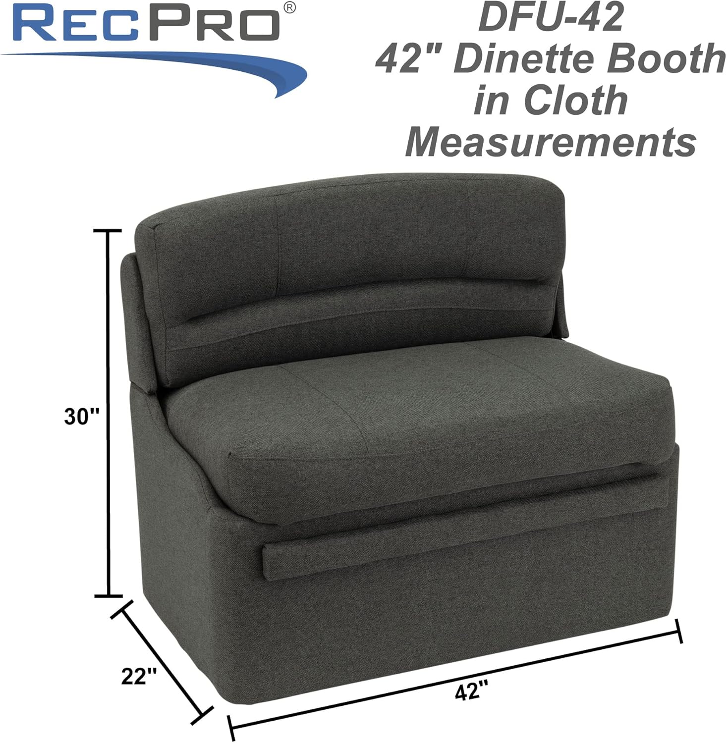 RecPro Charles 42" RV Dinette Booth with Storage | Cloth | Converts to Bed | RV Dining Room | RV Furniture (2 Booth, Fossil)