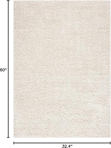 Vista 2 de SAFAVIEH Venus Shag Collection - Alfombra decorativa, 2 pies 7 pulgadas x 5 pies, color marfil, diseño sólido, no desprende pelusa y de fácil