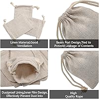 Vista 2 de calary 50 piezas de lona doble con cordón bolsa de algodón bolsa de regalo bolsita de muselina reutilizable bolsa de té 2.75x4 pulgadas