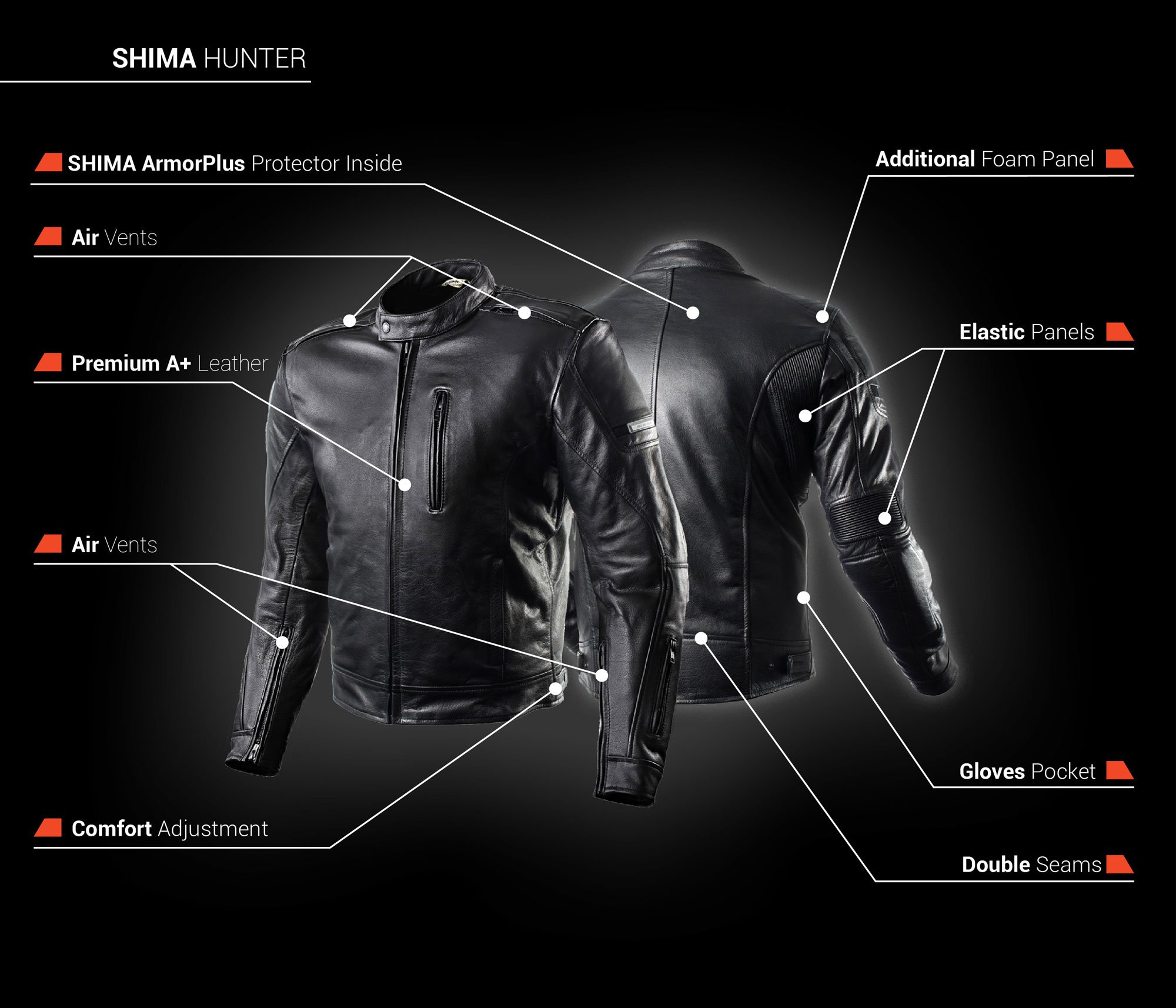 SHIMA Hunter Mens Vintage Leather Motorcycle Jacket With Armor