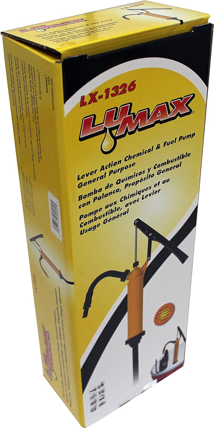 LUMAX LX-1326 Lever Action Chemical Pump (General Purpose). Designed for Fast Transfer of Acidic Solutions, Chemicals, Fuels, Fuel Oils and Water Based Media. Ideal for DEF/UREA/AdBlue : Automotive
