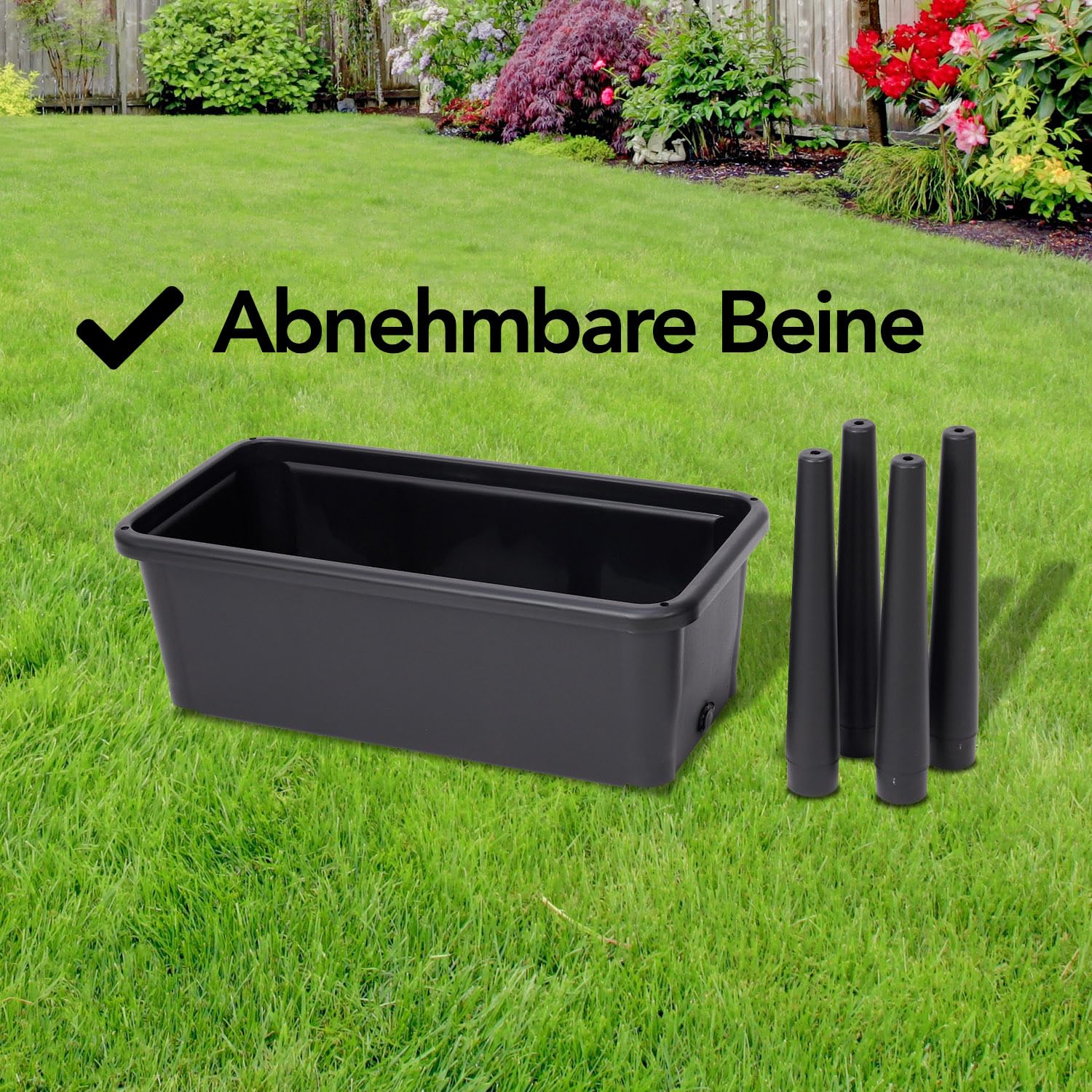 Brixy Wetterfester Anzuchttisch mit Deckel, höhenverstellbar, 76 x 37 x 85 cm, 70L Volumen, Schwarz