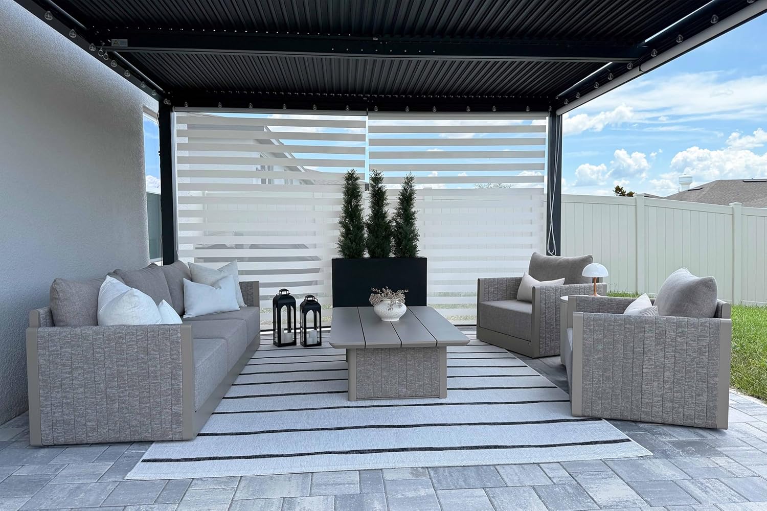 PURPLE LEAF Patio Furniture Set 6 Pieces Outdoor Conversation Sets PP Rope Patio Sofa with Cushions and Table Manual Weaving Deep Seating Furniture for Porch Lawn Backyard Beige