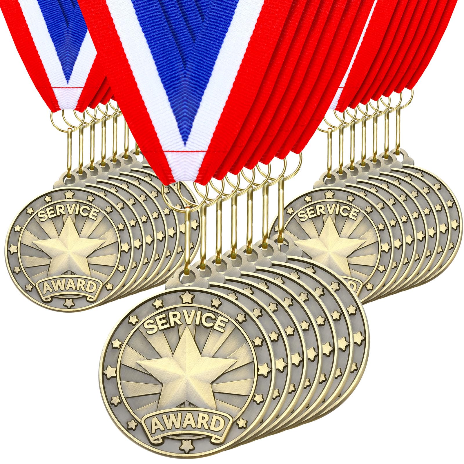 Quelay 30 Pcs 2'' Award Medals Bulk Gold Winner Medals with Neck Ribbons Metal Trophy Award Prize Gift for Tournaments, Competitions, Party, Kids and Adults