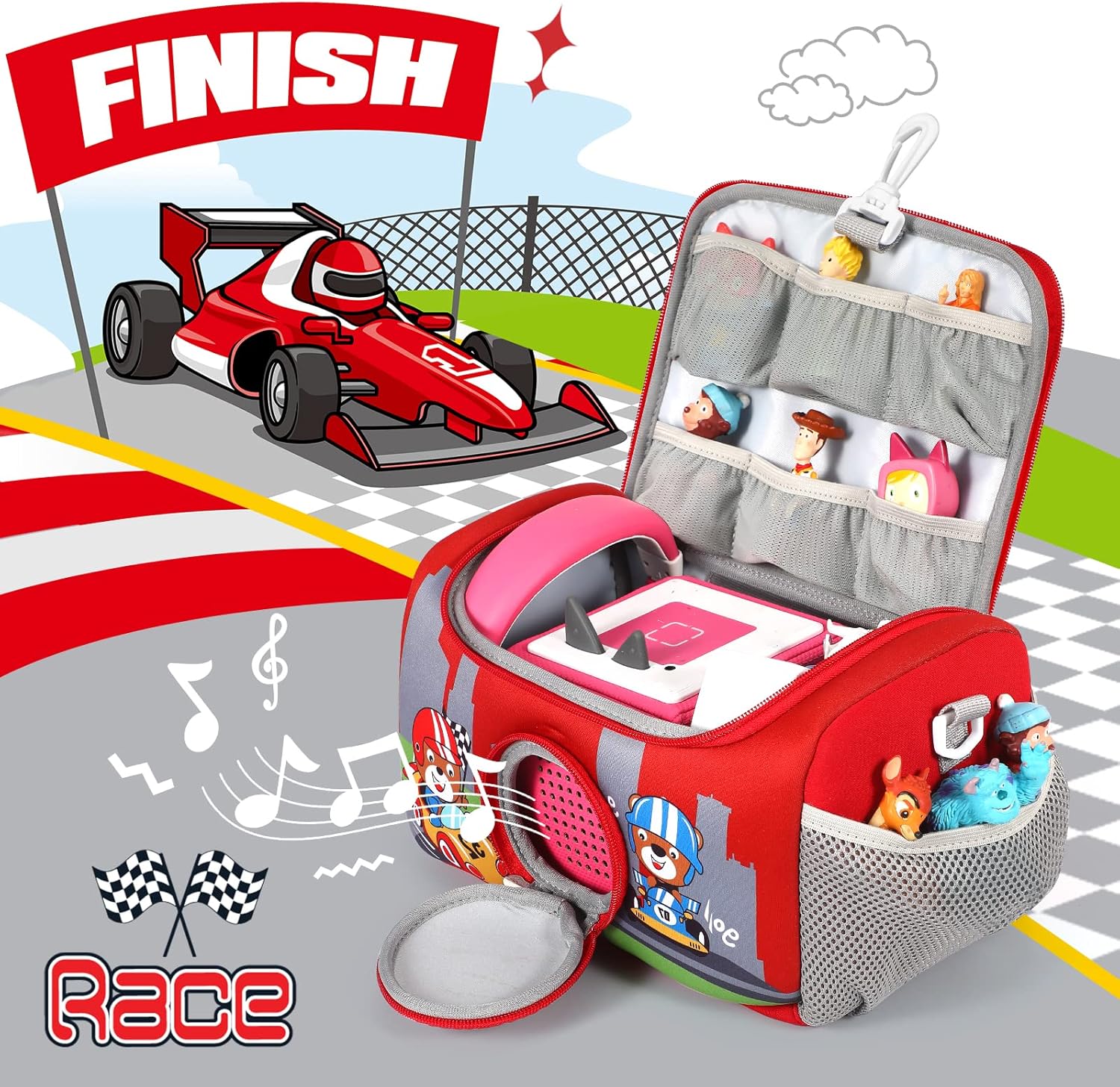 Carrying Case for Toniebox Starter Set, Storage Carrier Bag for Toniebox 2 Audio Player Carrying Box for Toniebox Accessories Travel Carrying Bag for Toniebox (Red) - Image 3