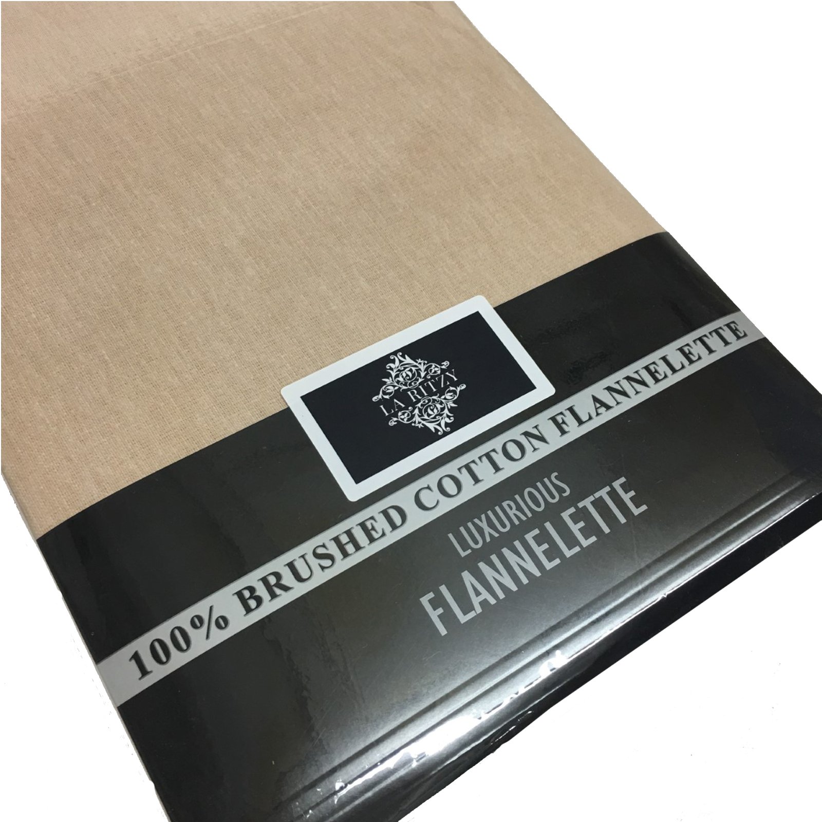 Thermal Flannelette Brushed Cotton Flat Sheet Plain (Latte, Double Flat Sheet)