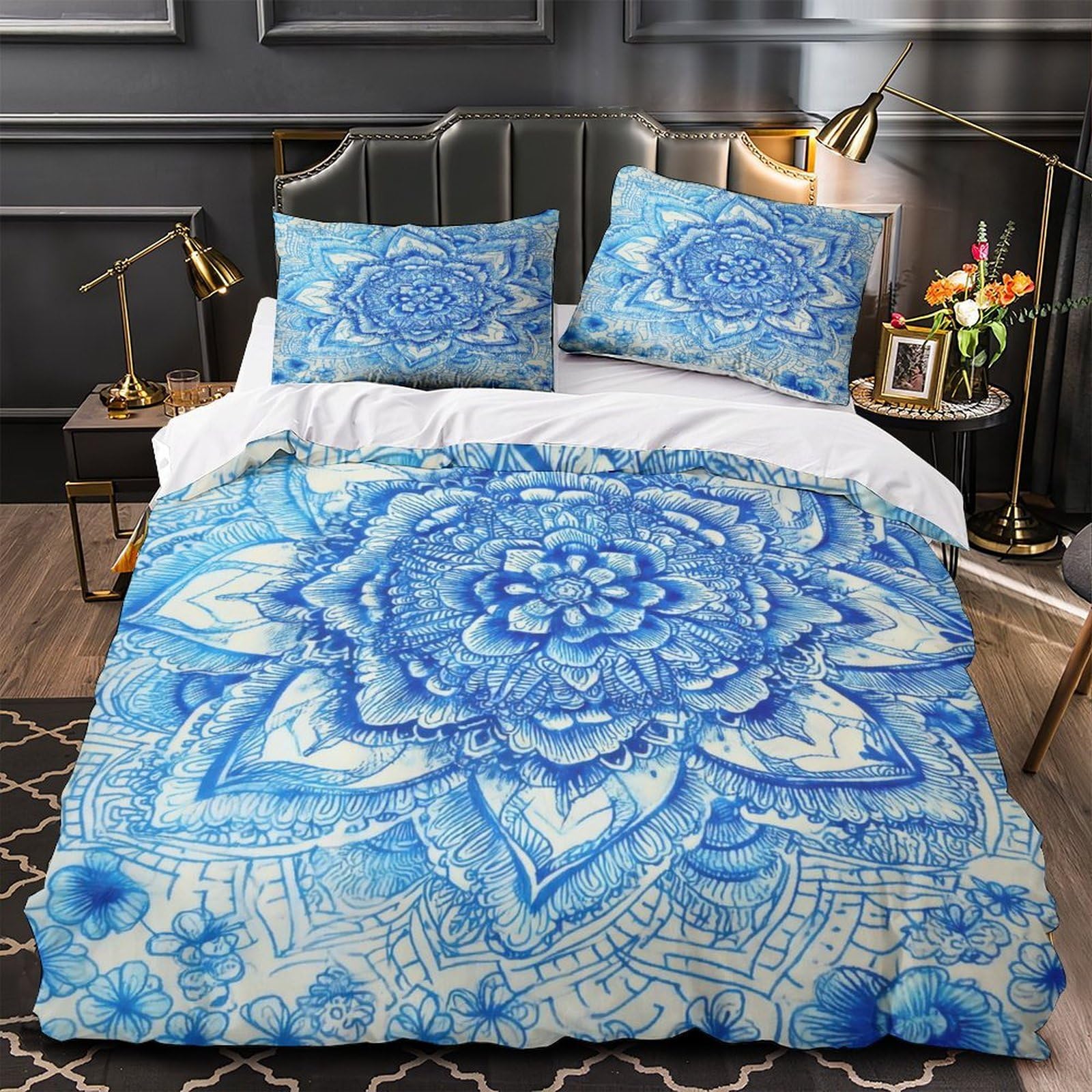 Parure de lit tracteur bleu king size 220x240 en microfbre douce pour enfant