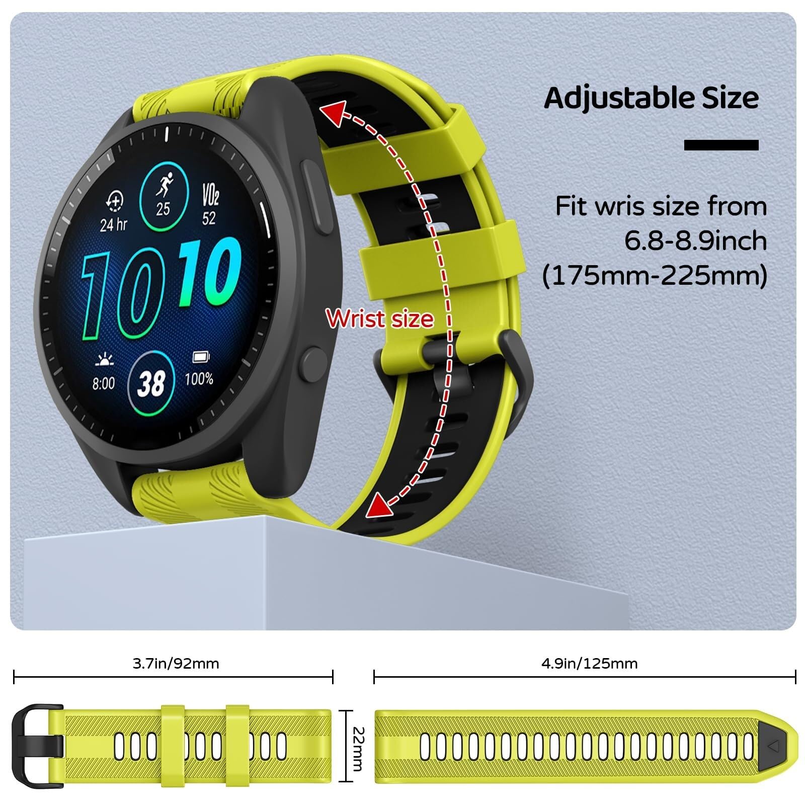 Pasek do zegarka Garmin Forerunner 965, Forerunner 955, Forerunner 945, Forerunner 935, miękki silikon, 22 mm, zapasowy pasek do zegarków