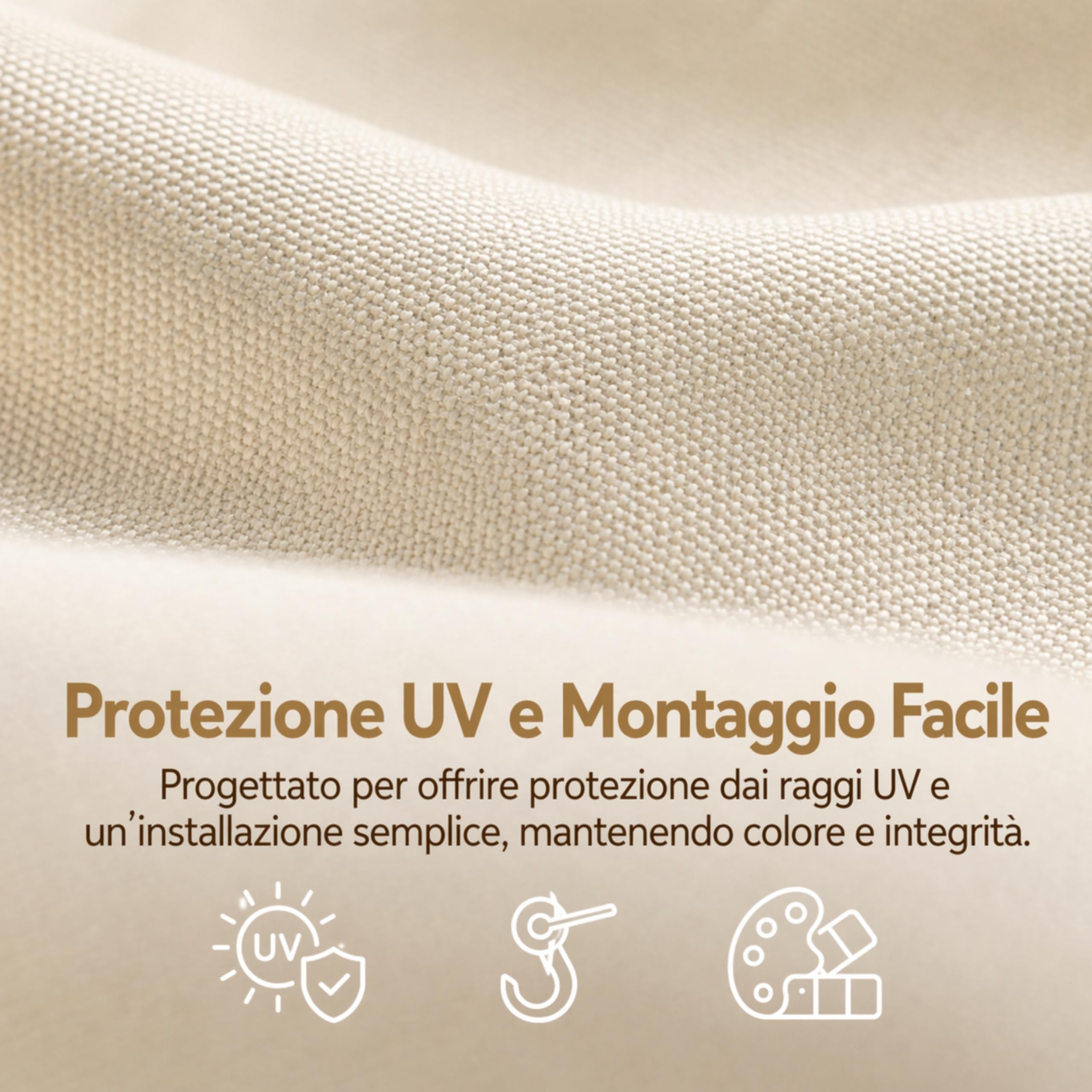 Tenda da Sole a Caduta Beige per Balcone 290x290 cm 1700g, Protezione UV, Verticale per Terrazza e Giardino