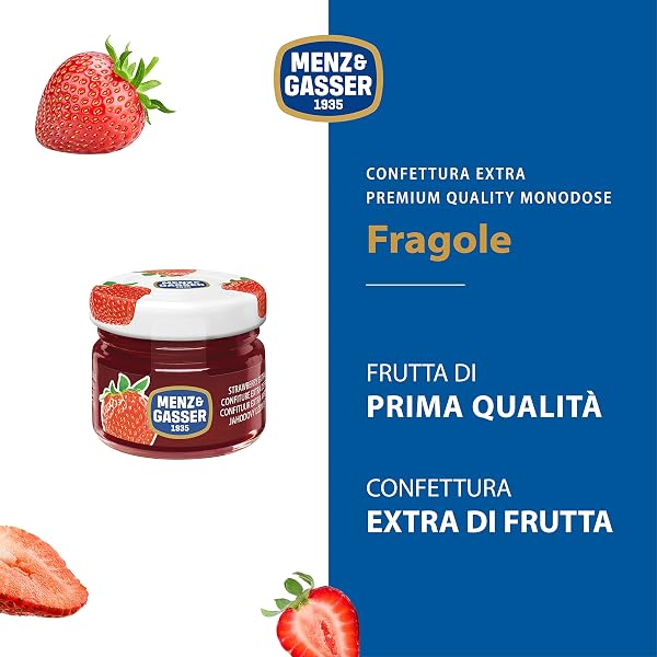 Menz&Gasser Confettura Extra di Fragole Monodose Premium Quality, con Frutta di Alta Qualità, 48 Vasetti x 28 g - 2