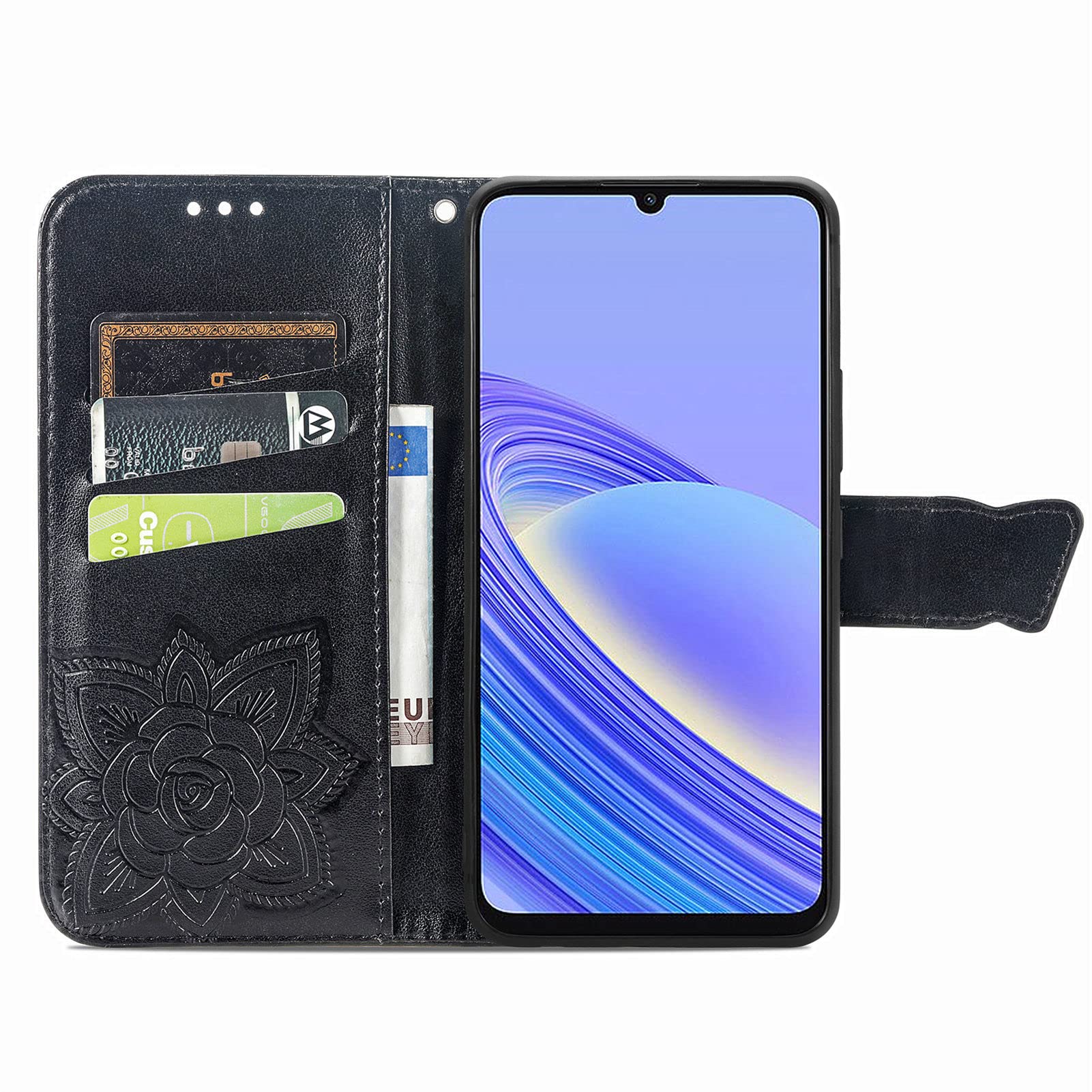 Custodia Portafoglio In Pelle Con Farfalle 3D Per TCL 40SE – Magnetica, Porta Carte, Supporto, Interno TPU Antiurto