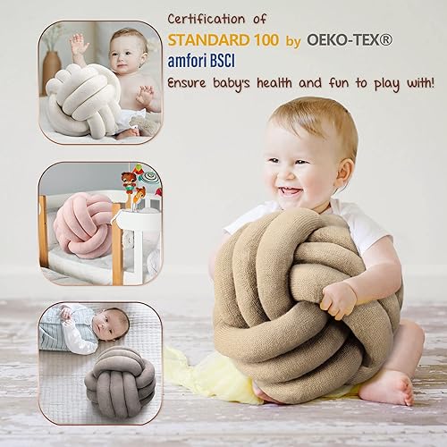 Miniatura 3 de PICTURESQUE Almohada de nudo hecha a mano, decoración creativa y saludable del hogar para sofá, cama y silla, diámetro de aproximadamente 10 pulgadas