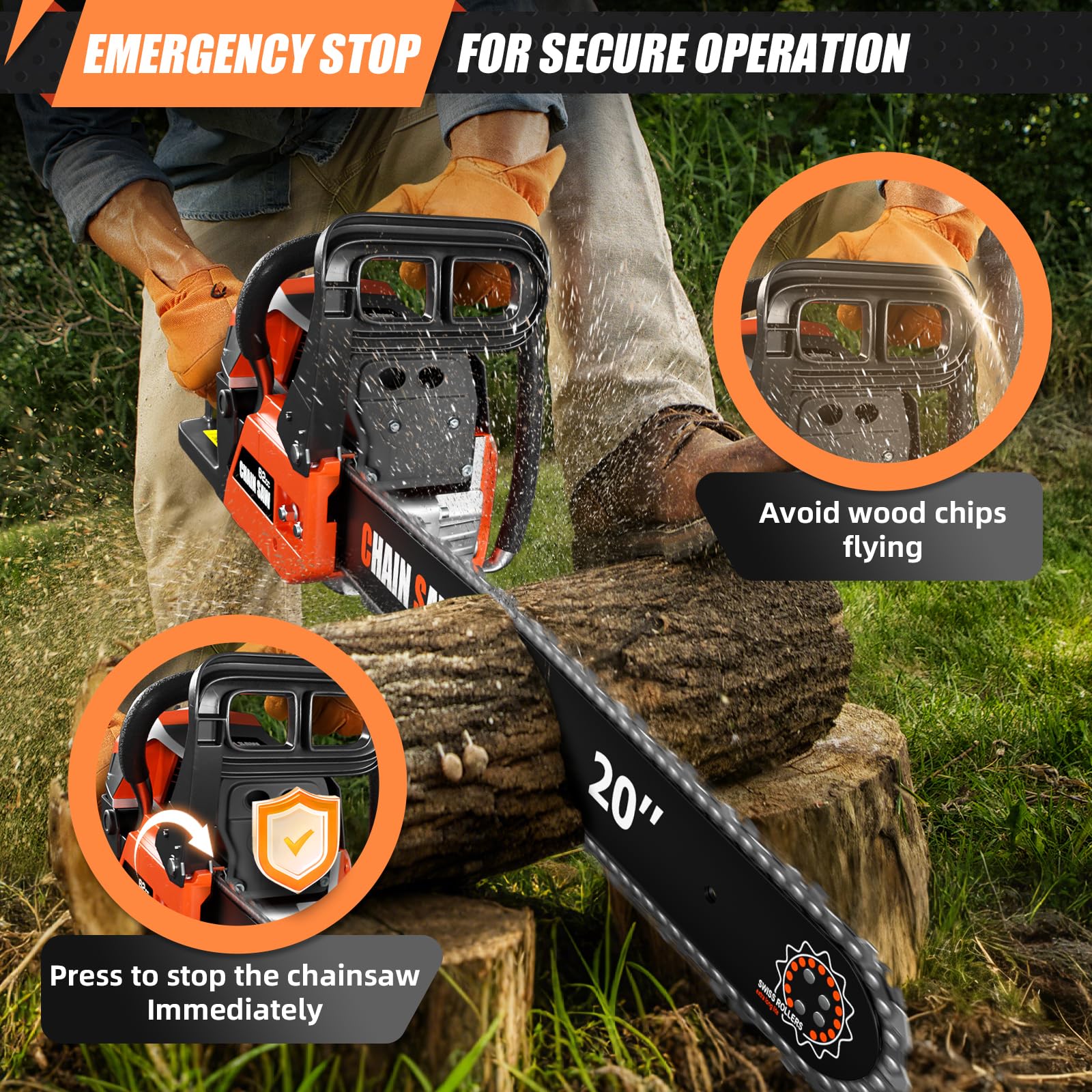 Amazon.com : 20 Inch Gas Chainsaw, 62CC Professional Chainsaw with