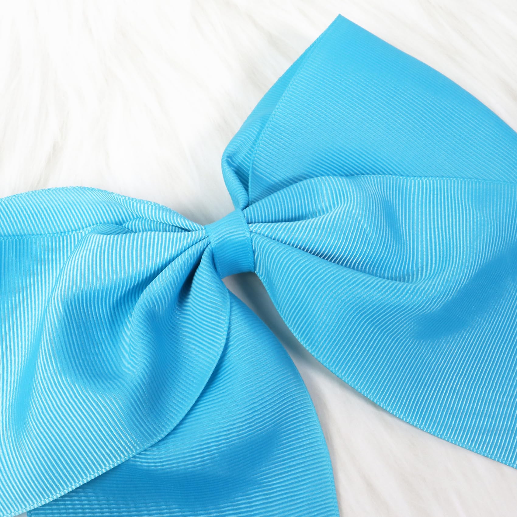 2 Pack Large Hair Bows for Women & Girls - 8 inch Lake Blue Hair Ribbon Bow Clips - Image 4