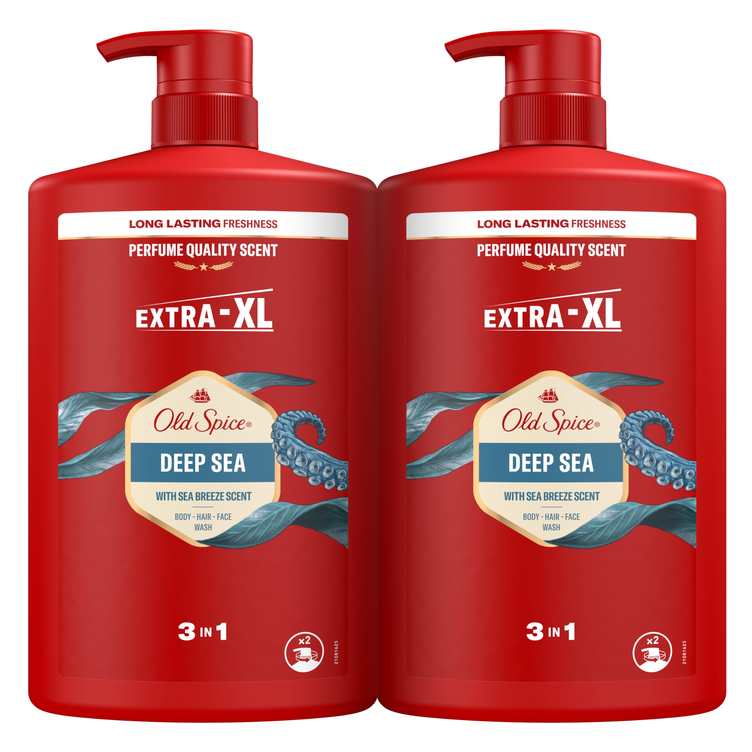 Old Spice Deep Sea Męski żel pod prysznic i szampon 2x1000 ml, uniwersalny żel do twarzy, ciała i włosów 3 w 1, długotrwała świeżość, wyjątkowy zapach, głębokie czyszczenie