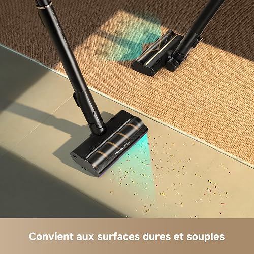 dreame V20 Pro-A Aspirateur Balais sans Fil, Nettoyage des Bords à 0 mm, des Sols Durs, des Tapis et des Poils, sans Nœuds, 24 000PA / 210 AW, Autonomie de 90 Min, Filtration à 99,99% - 5