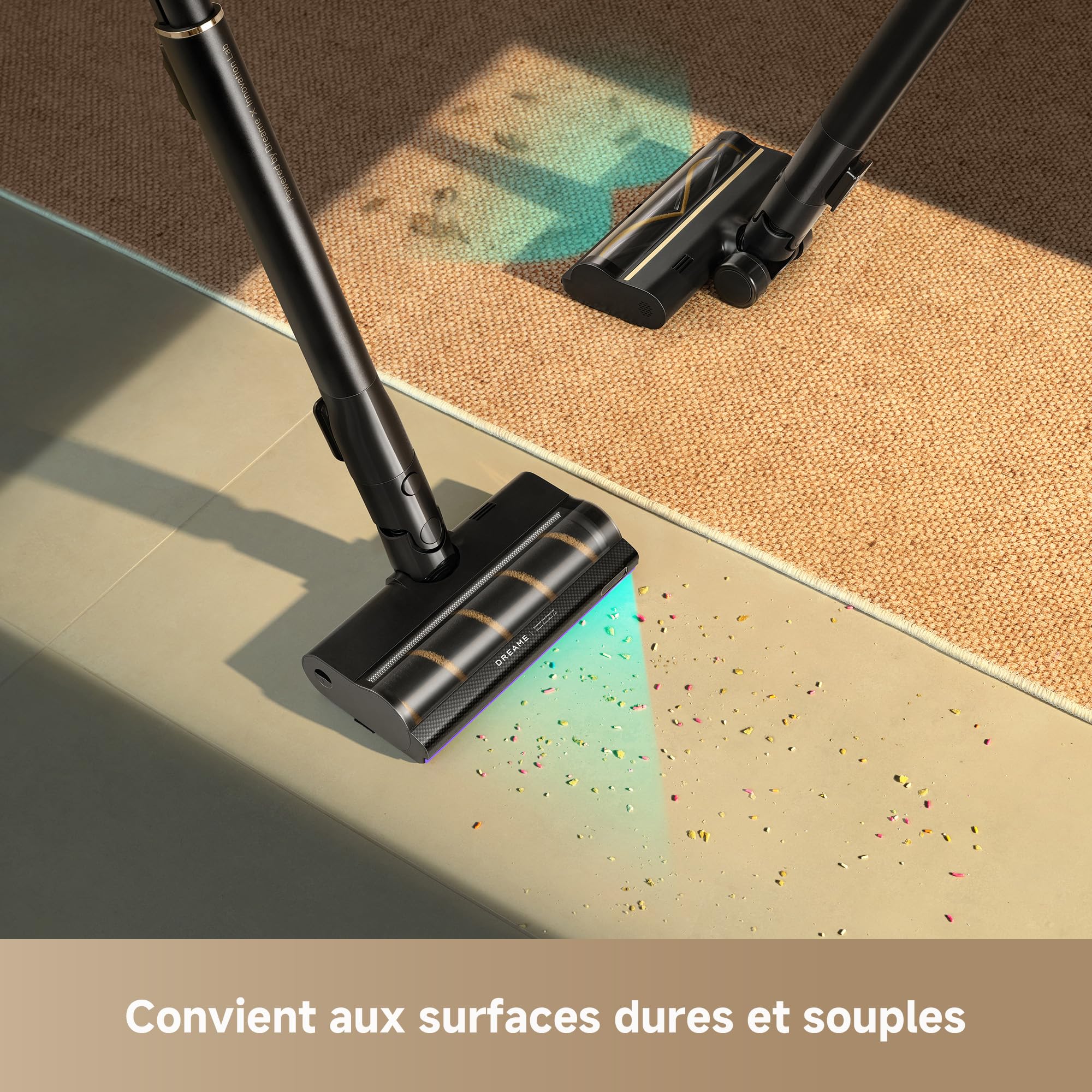 dreame V20 Pro-A Aspirateur Balais sans Fil, Nettoyage des Bords à 0 mm, des Sols Durs, des Tapis et des Poils, sans Nœuds, 24 000PA / 210 AW, Autonomie de 90 Min, Filtration à 99,99%