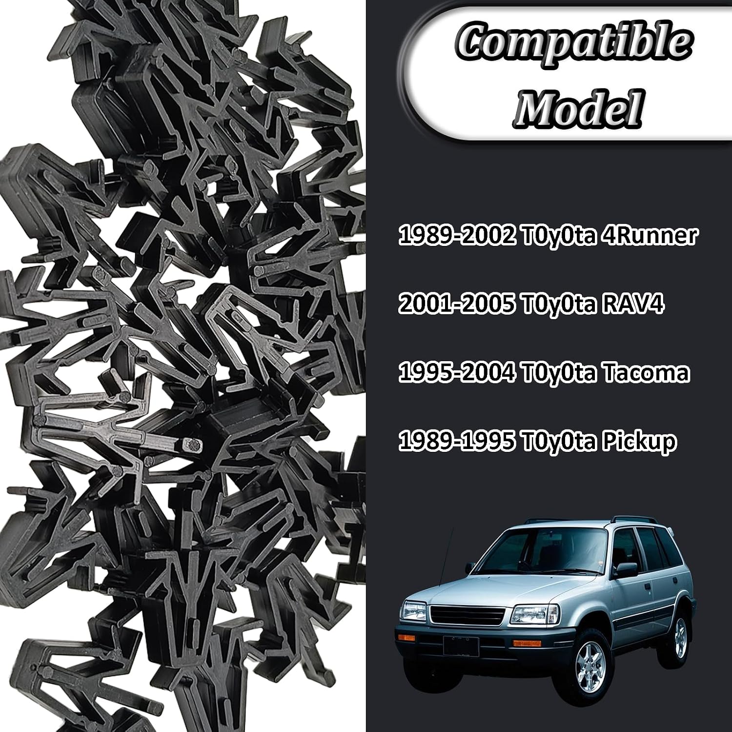 30PCS Grill Retainer Clip, Compatible with Toyota 4Runner Pickup RAV-4 Tacoma, Nylon Trim Panel Grille Fastener Clips Replaces# 90467-12040
