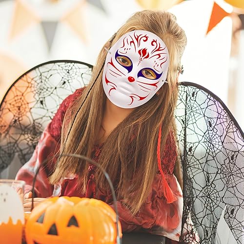 Miniatura 6 de Máscara de cara completa para Halloween, pintura en blanco, máscara de cosplay para mascarada, recuerdos de fiesta de Halloween (6 piezas masculinas