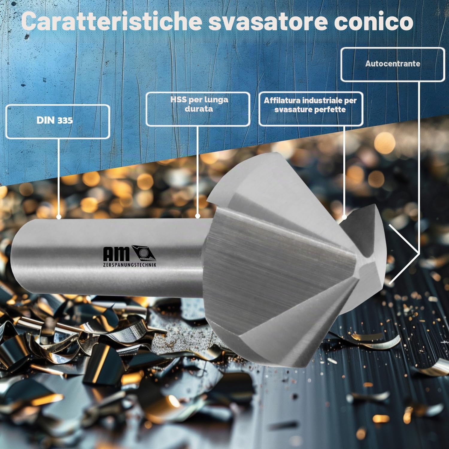 Senker Metall 25 x 90°, svasatore conico HSS, svasatura a 90°, 25 mm