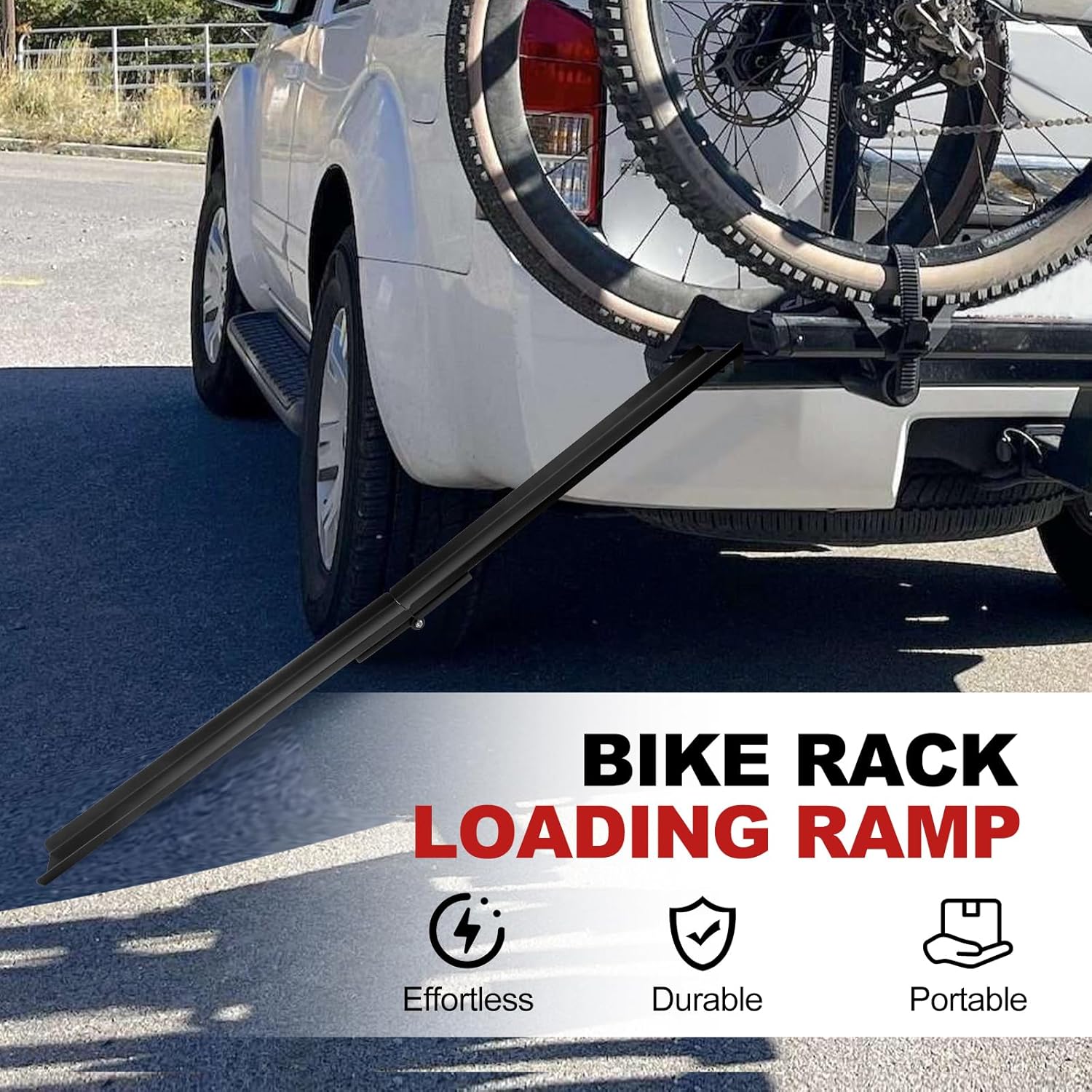 Bike Rack Loading Ramp, 48" Foldable E-Bike Loading Ramp Heavy Duty for MTB, Road Bikes and Mopeds