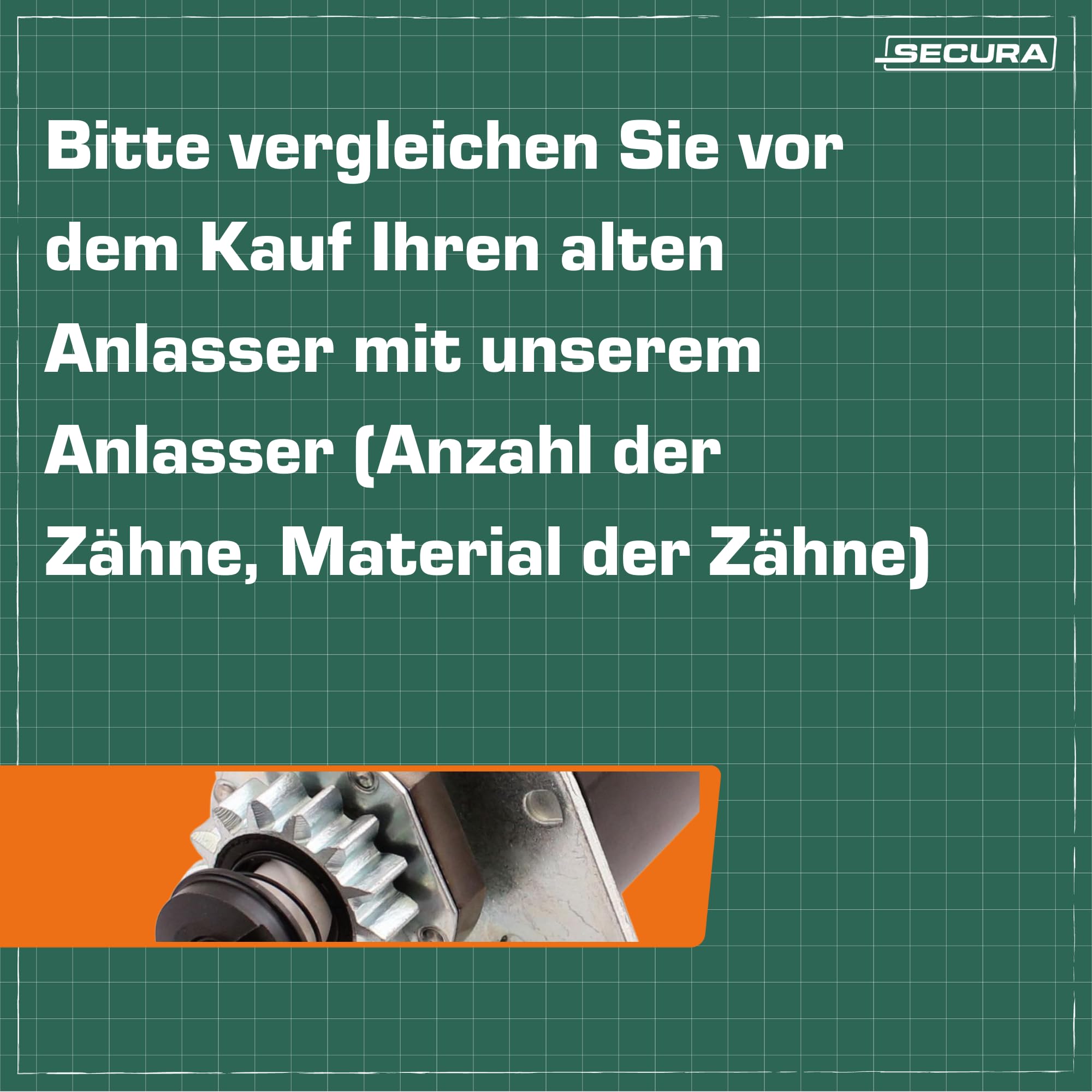 SECURA 1x Anlasser (14 Zahn) kompatibel mit Briggs&Stratton Motoren mit Metallritzel Original-Nr. 693552/593936