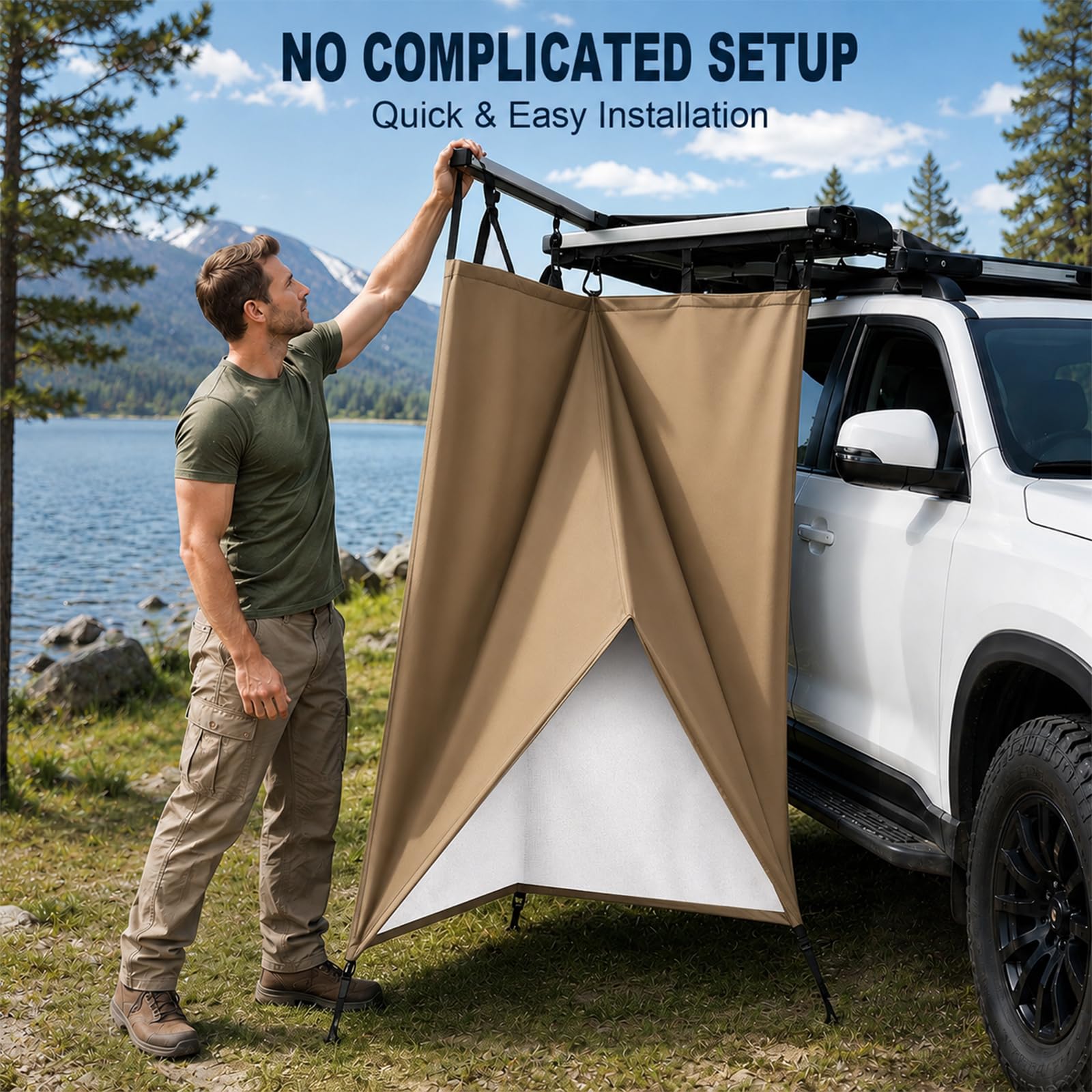 Duschzelt Camping, Oxford Wasserdicht Toilettenzelt, PrivatsphäRe SchutzräUme FüR Outdoor Campingdusche, Unverzichtbar Offroad ZubehöR, Aluminium&Stark ReißFest, Montiert Auf DachträGer Universal