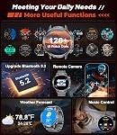 Men's Smartwatch,800mAh/5ATM Waterproof/LED Light,1.85" HD Military Style Smartwatch with Bluetooth Calling, 110 Sports Modes,24-Hour Sleep/Heart Rate/Pedometer, Android/iOS Compatible (Black)