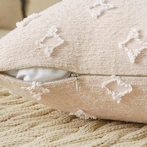 Miniatura 4 de Paquete de 2 fundas de almohada decorativas bohemias con jacquard rómbico copetudo para decoración de habitación, fundas de almohada bohemias de 26