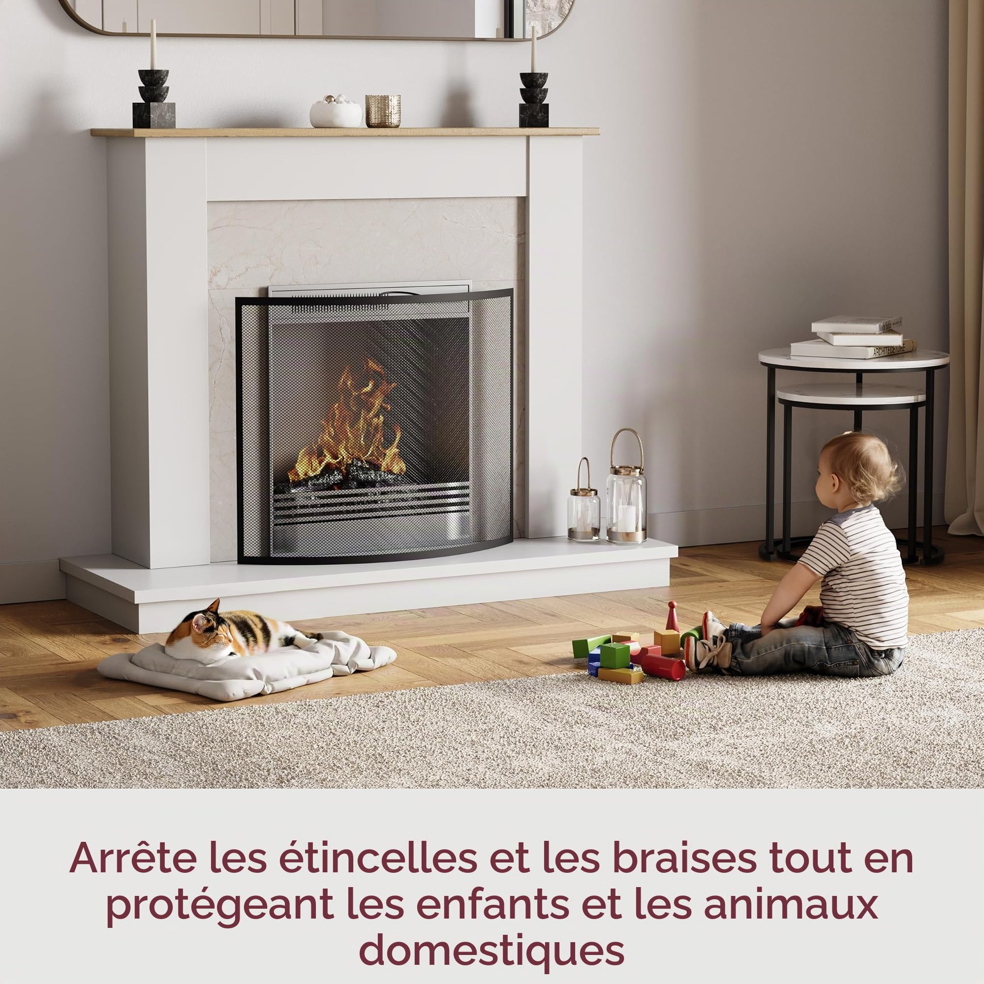 Buckton Pare-étincelles écran de cheminée Noir