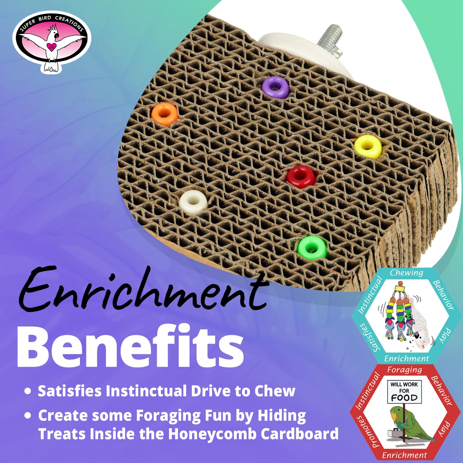 Super Bird Creations Leckerli-Block Aus Karton – Interaktives Spielzeug Für Kleine Vögel (Papageien, Nymphensittiche), Fördert Bewegung & Erkundung