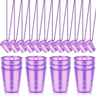 Sureio 24 Pcs Shot Glass Necklace Cups for Bachelorette Party, Purple