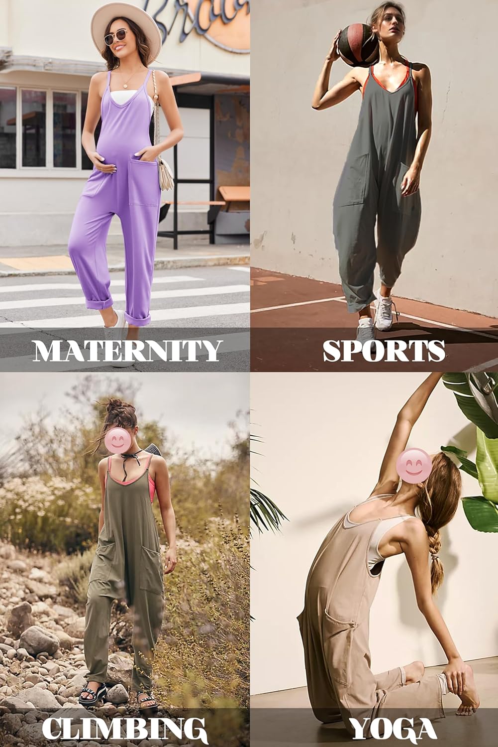 Ekouaer Womens Jumpsuit Sleeveless Casual Summer Overalls Jumpers Spaghetti Strap Baggy Long Pants Rompers with Pockets - Image 4