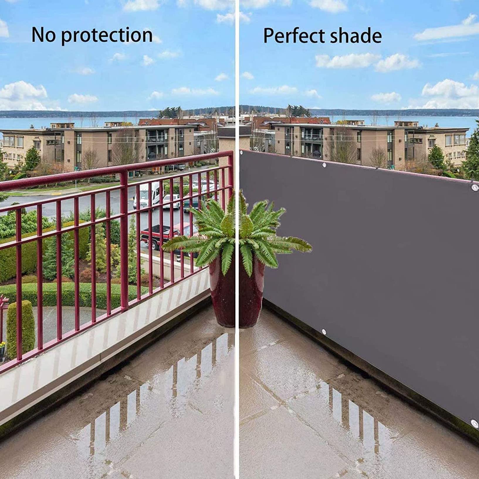 Pokrowiec na balkon, 1 x 9,5 m, odporny na promieniowanie UV i wiatroszczelny, wodoodporny ochraniacz na werandę, PCW, ochrona przed promieniowaniem UV, osłona przeciwwiatrowa, na zewnątrz, podwórko,