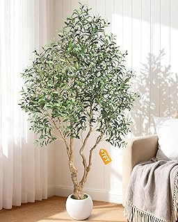 Yastouay 7 FT Faux Olive Tree, Realistic Tall Olive Trees Artificial Indoor