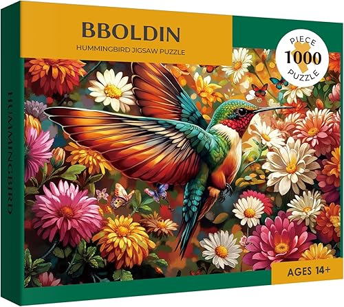 Miniatura 2 de Rompecabezas de flores coloridas de colibrí, 1000 piezas para adultos, pájaro, girasol, mariposa, naturaleza, rompecabezas de plantas, primavera,