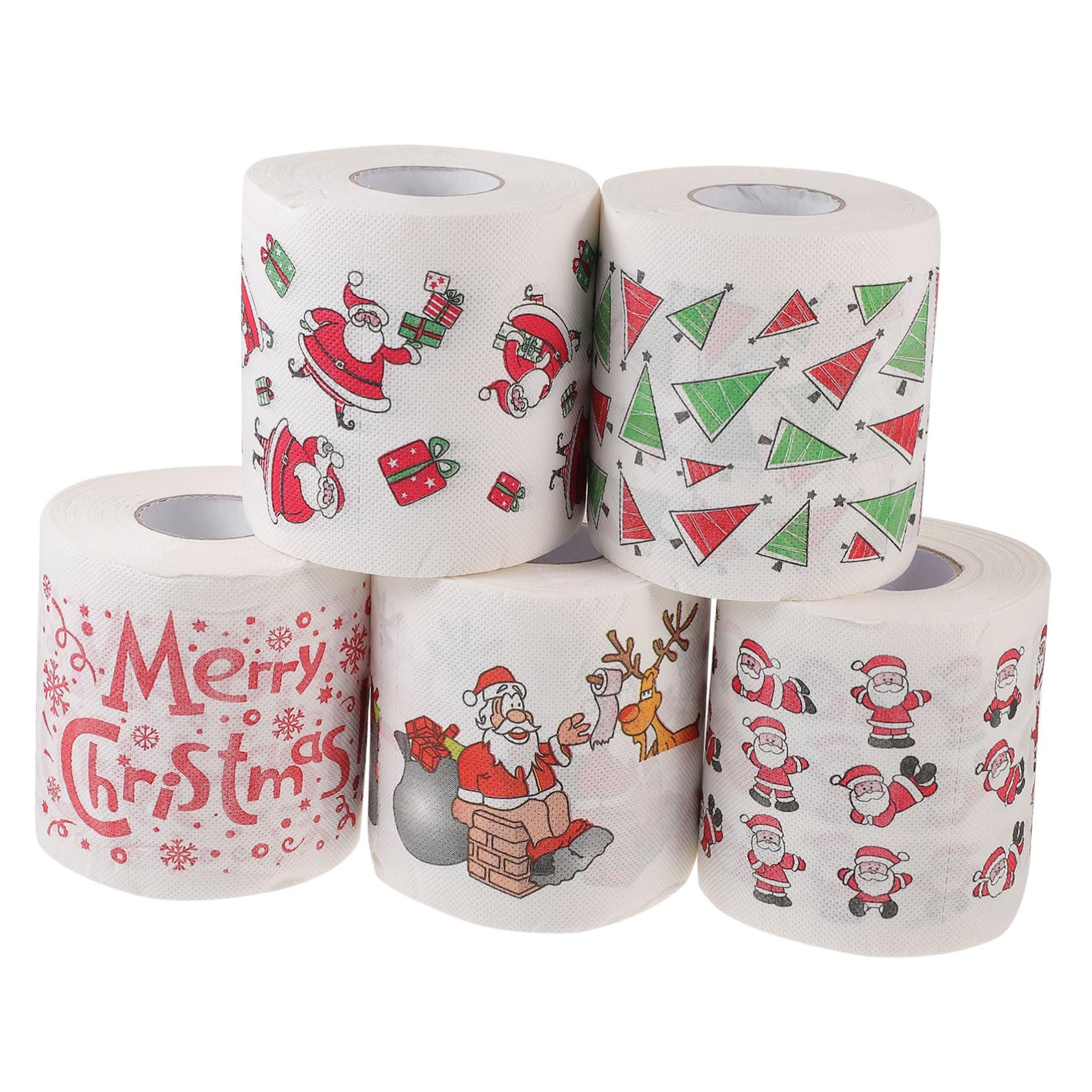 ERINGOGO 5 Rouleaux Serviettes Papier de Noël à Motifs Festifs Absorbants pour Décoration de Fête Serviettes Jetables Décoratives pour Table de Noël