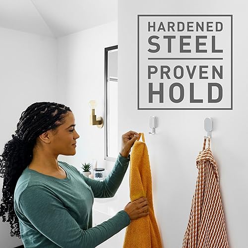 Miniatura 5 de 3M CLAW 25 libras. 2 ganchos plateados para paneles de yeso y 2 ganchos adicionales para fotos, solución pesada para colgar mochilas, chaquetas,